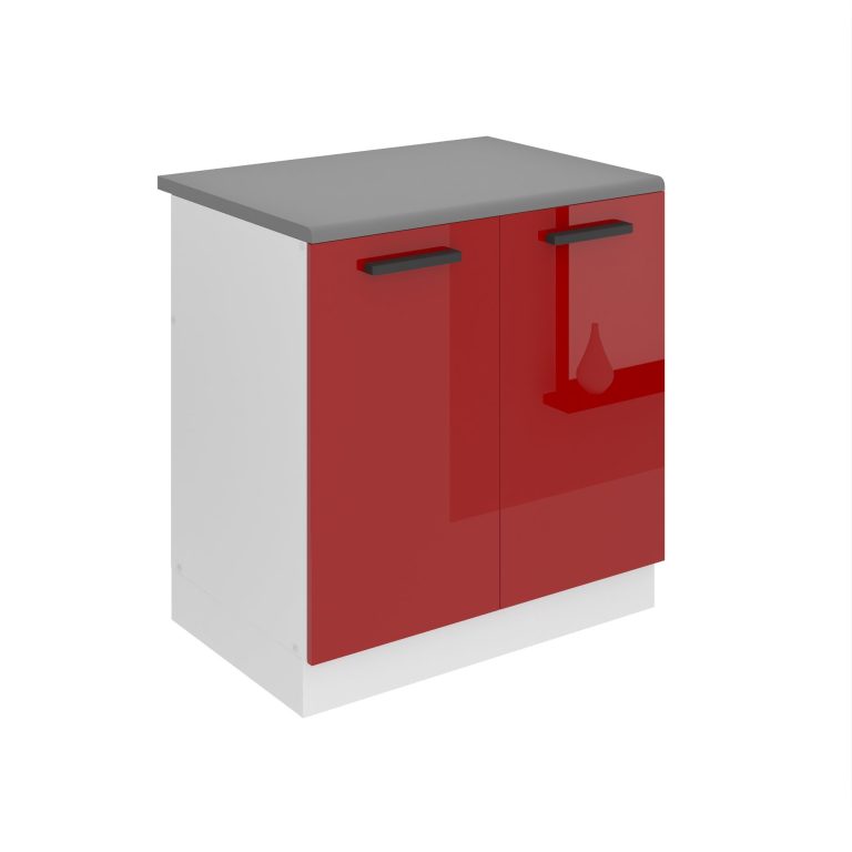 Belini Mobile basso da cucina per lavello Premium Versione completa 80 cm rosso lucido con piano di lavoro Produttore INF SDZ80/0/WT/R/B/B1/PP







