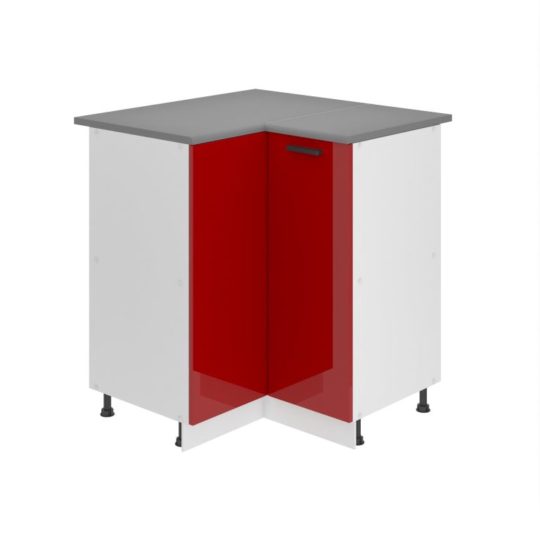 Belini Mobile basso da cucina per angolo Premium Versione completa 90 cm rosso lucido con piano di lavoro Produttore INF SNP90/0/WT/R/B/B1/PP







