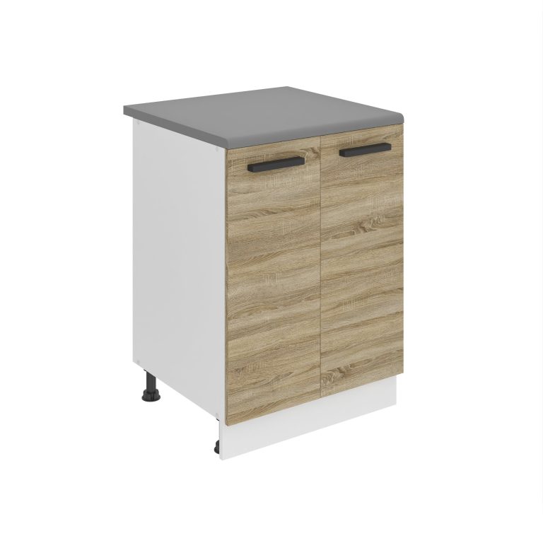 Belini Mobile basso da cucina Premium Versione completa 60 cm quercia Sonoma con piano di lavoro Produttore TOR SD2-60/0/WT/DS/B/B1/PP






