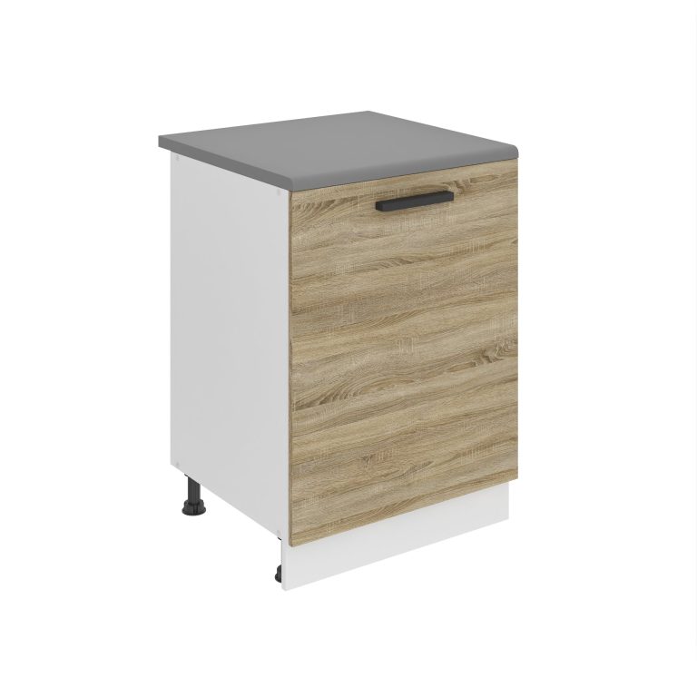Belini Mobile basso da cucina Premium Versione completa 60 cm quercia Sonoma con piano di lavoro Produttore TOR SD60/0/WT/DS/B/B1/PP







