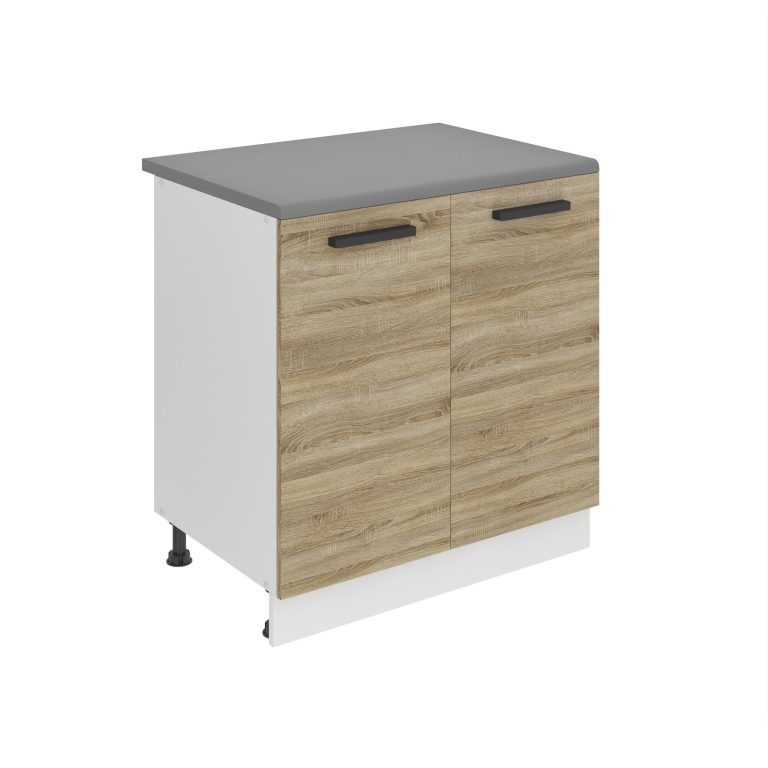 Belini Mobile basso da cucina Premium Versione completa 80 cm quercia Sonoma con piano di lavoro Produttore TOR SD80/0/WT/DS/B/B1/PP






