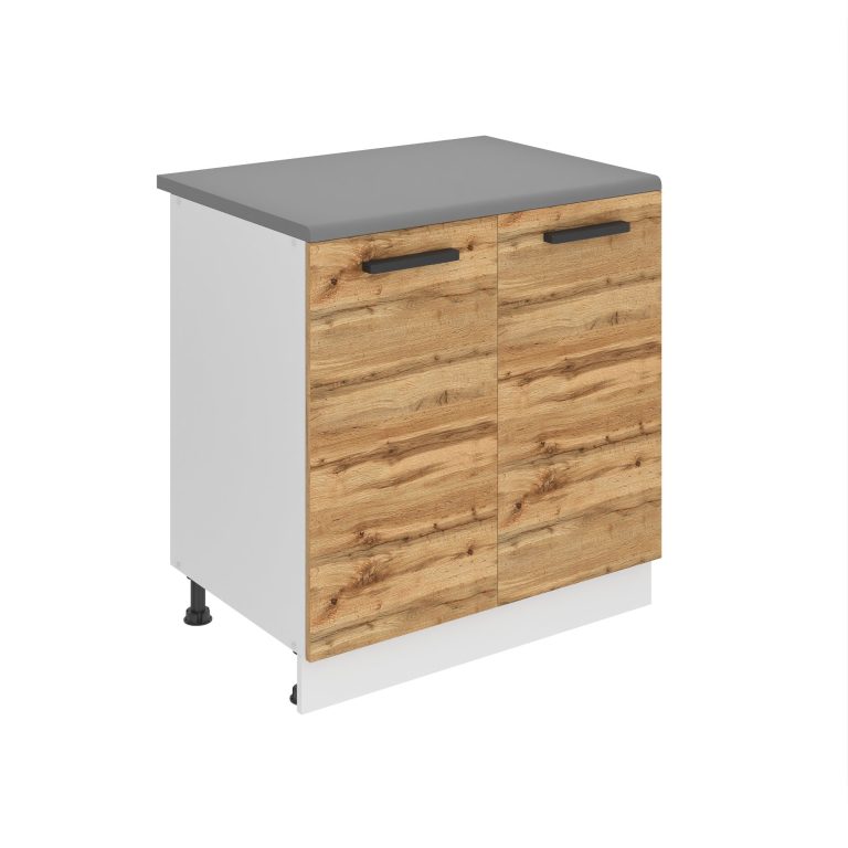 Belini Mobile basso da cucina Premium Versione completa 80 cm quercia Wotan con piano di lavoro Produttore TOR SD80/0/WT/DW/B/B1/PP







