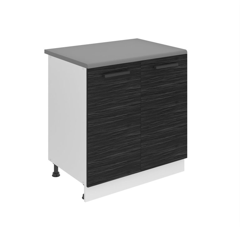 Belini Mobile basso da cucina Premium Versione completa 80 cm vero ebano con piano di lavoro Produttore TOR SD80/0/WT/HK/B/B1/PP







