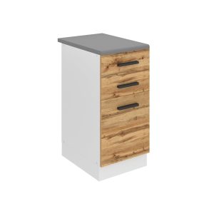 Belini Mobile basso con cassetti Premium Versione completa 40 cm quercia Wotan con piano di lavoro Produttore






