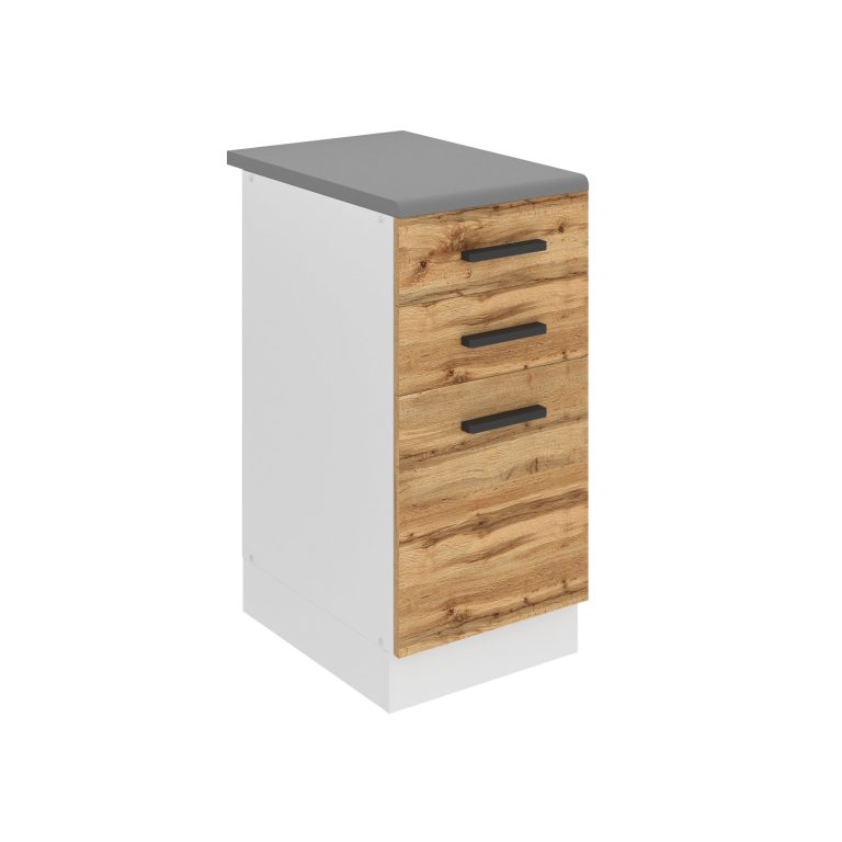 Belini Mobile basso con cassetti Premium Versione completa 40 cm quercia Wotan con piano di lavoro Produttore TOR SDSZ40/0/WT/DW/B/B1/PP






