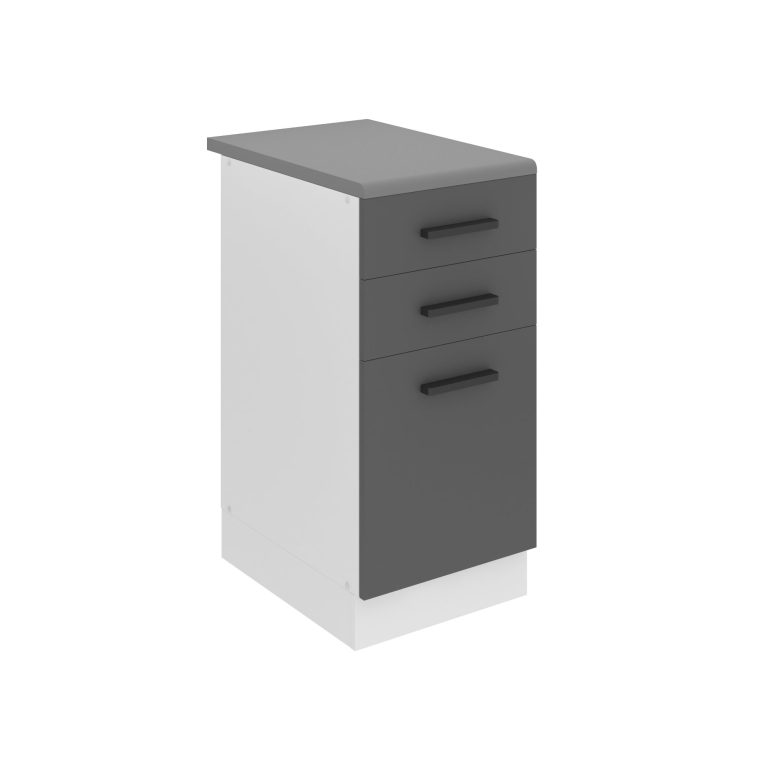 Belini Mobile basso con cassetti Premium Versione completa 40 cm grigio opaco con piano di lavoro Produttore TOR SDSZ40/0/WT/SR/B/B1/PP






