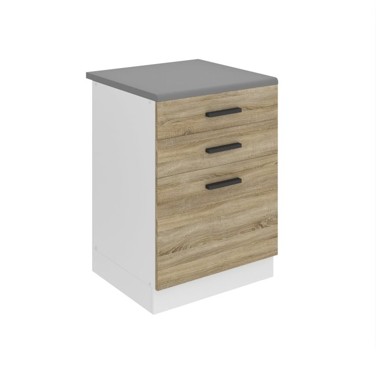 Belini Mobile basso con cassetti Premium Versione completa 60 cm quercia Sonoma con piano di lavoro Produttore TOR SDSZ60/0/WT/DS/B/B1/PP







