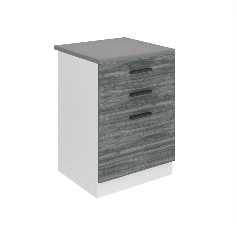 Belini Mobile basso con cassetti Premium Versione completa 60 cm grigio antracite glamour wood con piano di lavoro Produttore TOR SDSZ60/0/WT/GW/B/B1/PP







