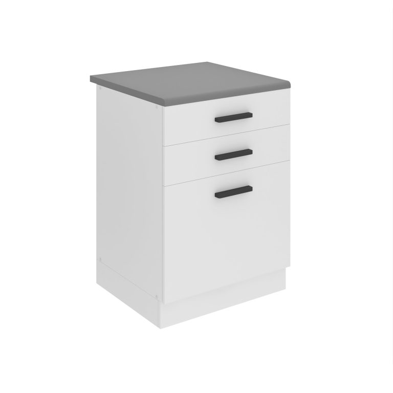 Belini Mobile basso con cassetti Premium Versione completa 60 cm bianco opaco con piano di lavoro Produttore TOR SDSZ60/0/WT/WT/B/B1/PP







