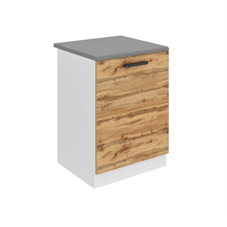 Belini Mobile basso da cucina per lavello Premium Versione completa 60 cm quercia Wotan con piano di lavoro Produttore TOR SDZ60/0/WT/DW/B/B1/PP






