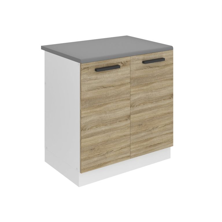 Belini Mobile basso da cucina per lavello Premium Versione completa 80 cm quercia Sonoma con piano di lavoro Produttore TOR SDZ80/0/WT/DS/B/B1/PP







