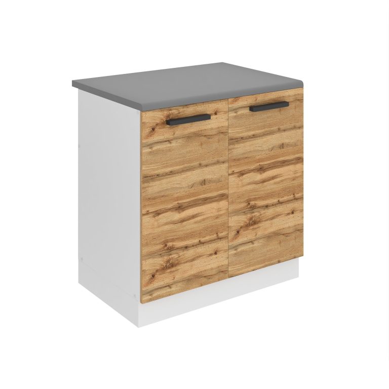 Belini Mobile basso da cucina per lavello Premium Versione completa 80 cm quercia Wotan con piano di lavoro Produttore TOR SDZ80/0/WT/DW/B/B1/PP







