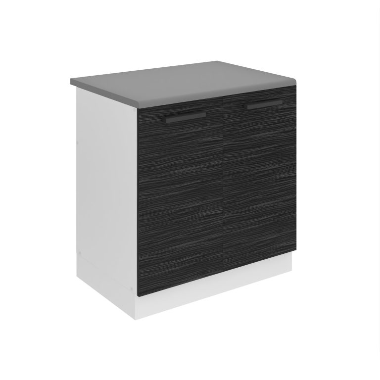 Belini Mobile basso da cucina per lavello Premium Versione completa 80 cm vero ebano con piano di lavoro Produttore TOR SDZ80/0/WT/HK/B/B1/PP







