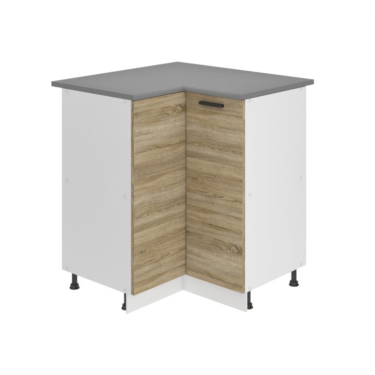 Belini Mobile basso da cucina per angolo Premium Versione completa 90 cm quercia Sonoma con piano di lavoro Produttore TOR SNP90/0/WT/DS/B/B1/PP







