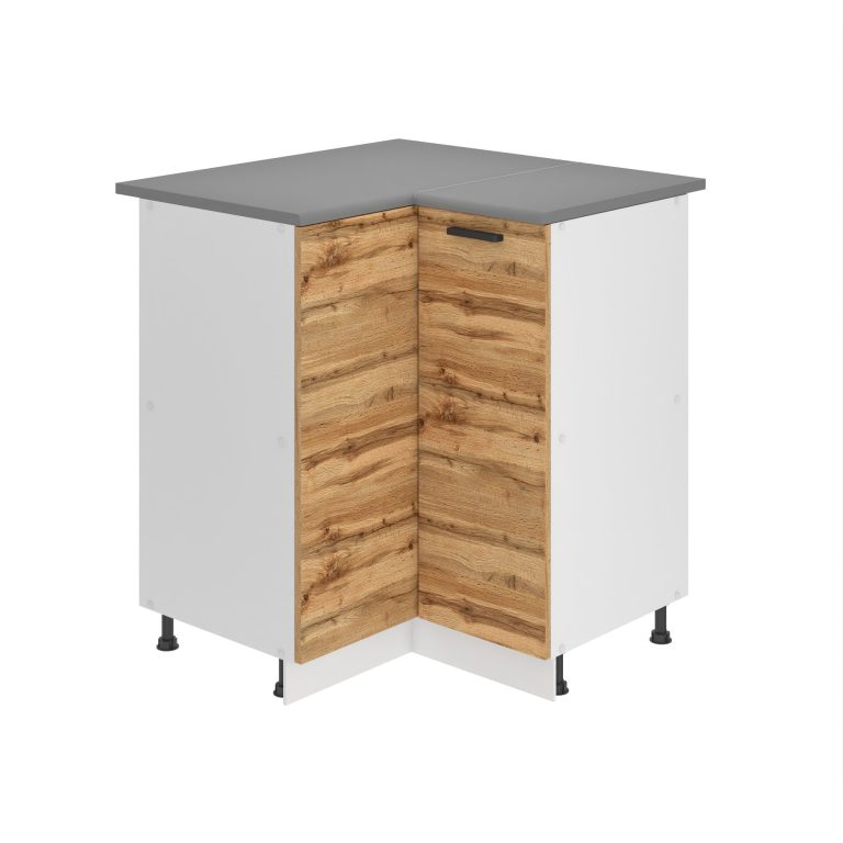 Belini Mobile basso da cucina per angolo Premium Versione completa 90 cm quercia Wotan con piano di lavoro Produttore TOR SNP90/0/WT/DW/B/B1/PP







