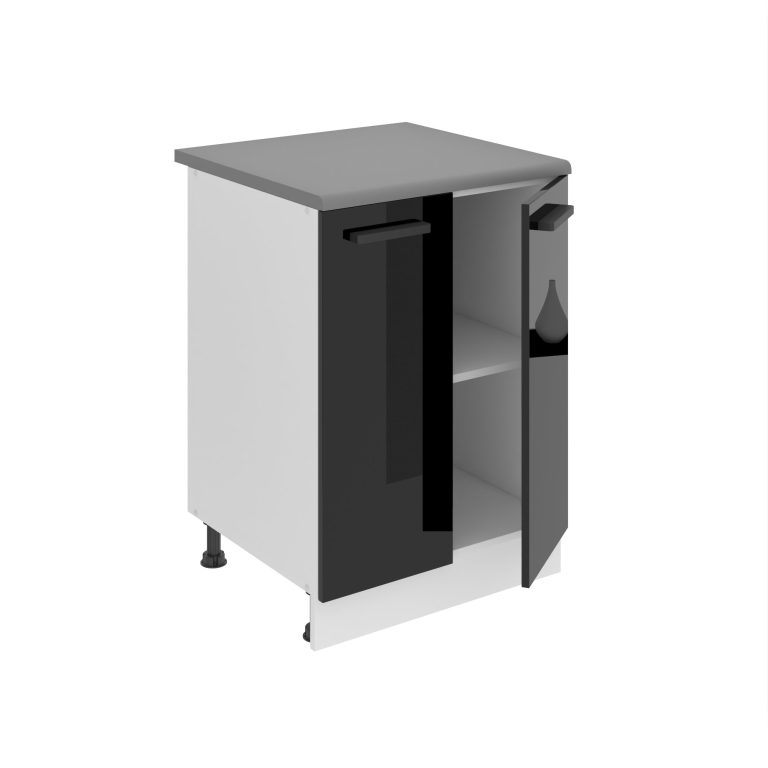 Belini Mobile basso da cucina Premium Versione completa 60 cm nero lucido con piano di lavoro Produttore INF SD2-60/0/WT/B/B/B1/PP






