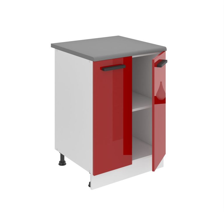 Belini Mobile basso da cucina Premium Versione completa 60 cm rosso lucido con piano di lavoro Produttore INF SD2-60/0/WT/R/B/B1/PP







