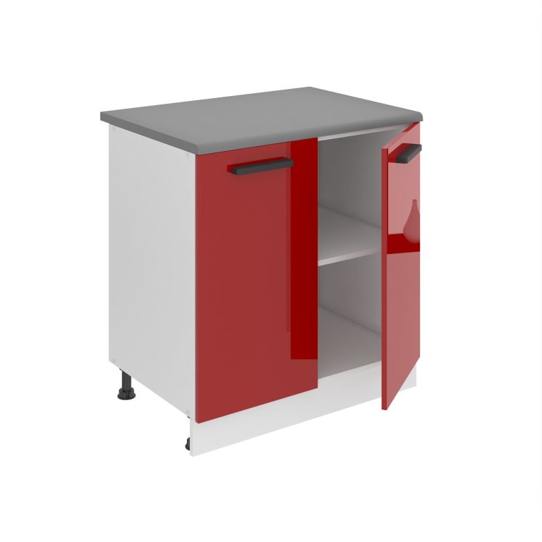 Belini Mobile basso da cucina Premium Versione completa 80 cm rosso lucido con piano di lavoro Produttore INF SD80/0/WT/R/B/B1/PP







