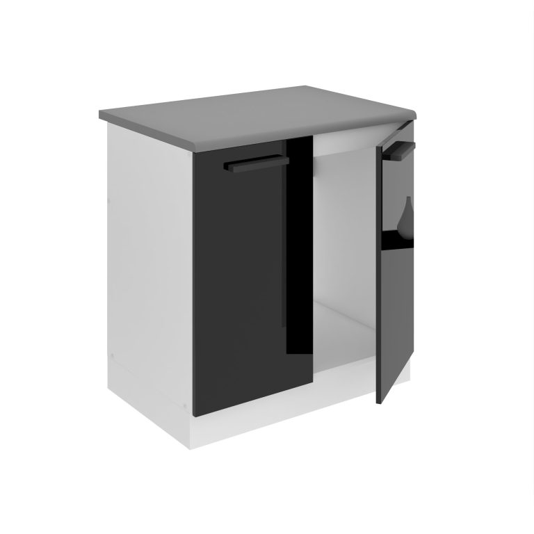Belini Mobile basso da cucina per lavello Premium Versione completa 80 cm nero lucido con piano di lavoro Produttore INF SDZ80/0/WT/B/B/B1/PP







