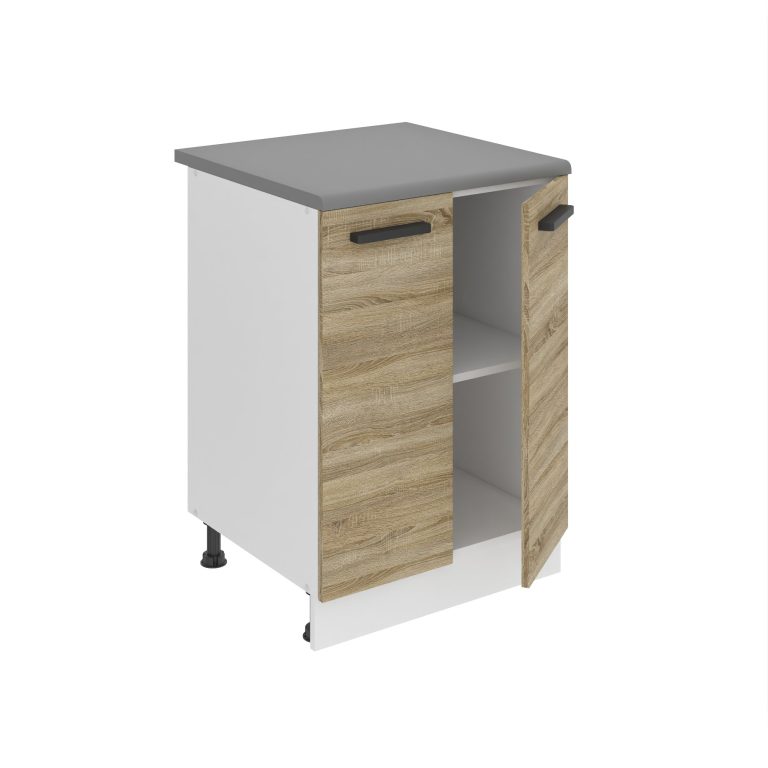 Belini Mobile basso da cucina Premium Versione completa 60 cm quercia Sonoma con piano di lavoro Produttore TOR SD2-60/0/WT/DS/B/B1/PP






