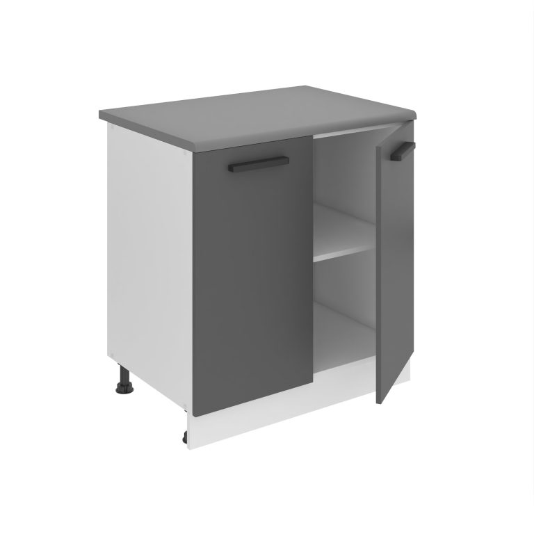 Belini Mobile basso da cucina Premium Versione completa 80 cm grigio opaco con piano di lavoro Produttore TOR SD80/0/WT/SR/B/B1/PP








