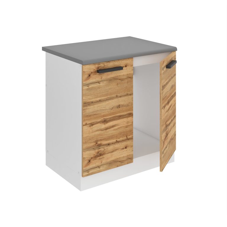 Belini Mobile basso da cucina per lavello Premium Versione completa 80 cm quercia Wotan con piano di lavoro Produttore TOR SDZ80/0/WT/DW/B/B1/PP







