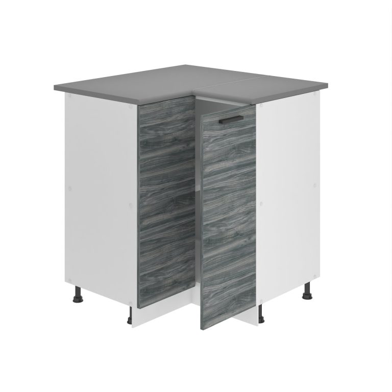 Belini Mobile basso da cucina per angolo Premium Versione completa 90 cm grigio antracite glamour wood  con piano di lavoro Produttore TOR SNP90/0/WT/GW/B/B1/PP







