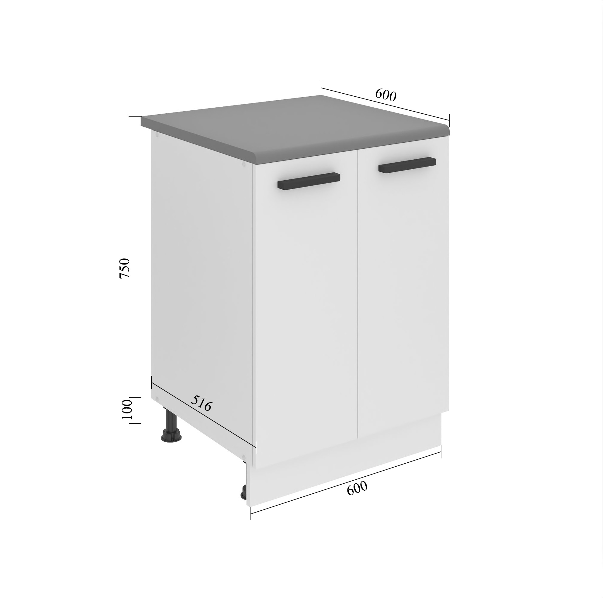 Belini Mobile basso da cucina Premium Versione completa 60 cm nero lucido con piano di lavoro Produttore INF SD2-60/0/WT/B/B/B1/PP






