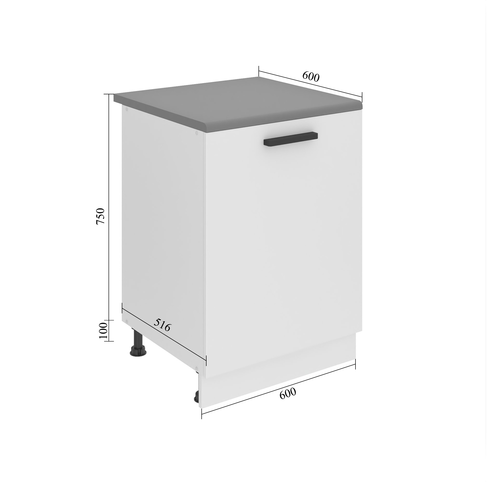 Belini Mobile basso da cucina Premium Versione completa 60 cm vero ebano con piano di lavoro Produttore TOR SD60/0/WT/HK/B/B1/PP







