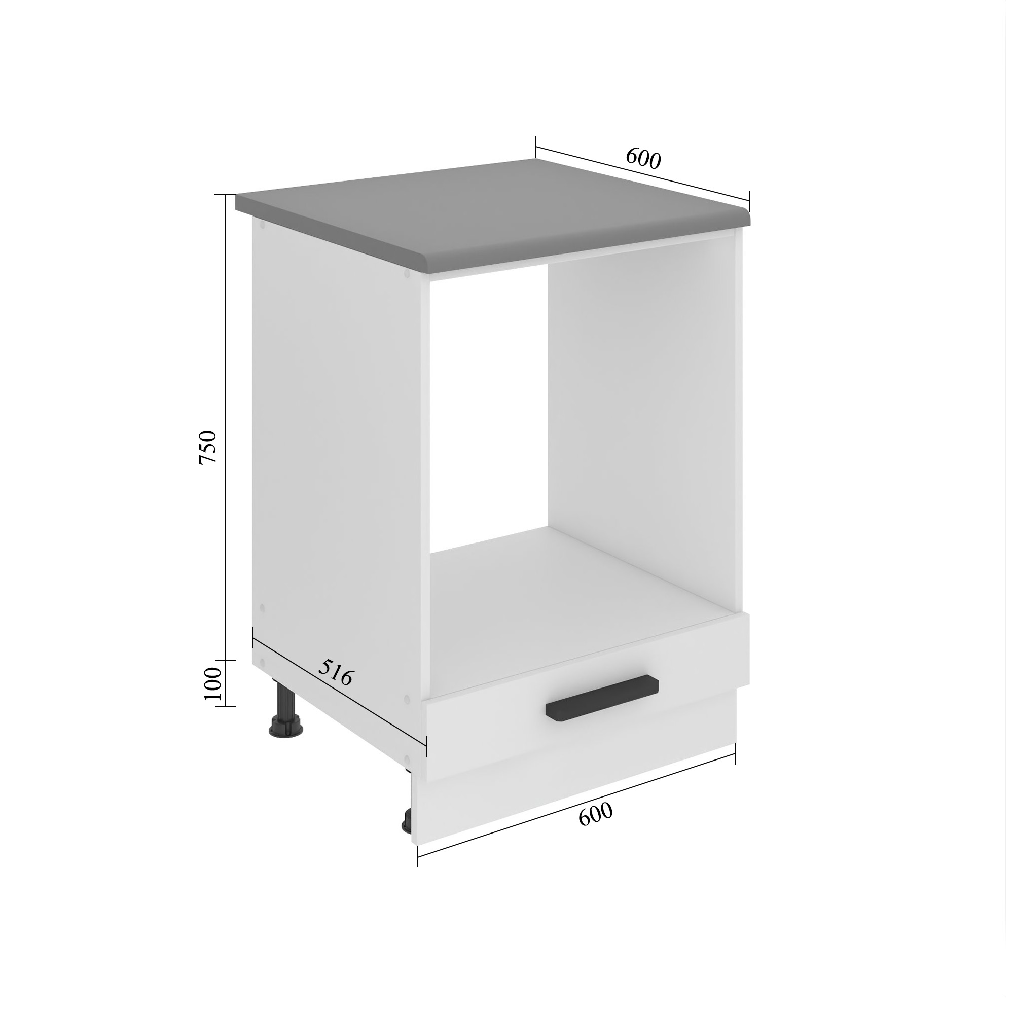 Belini Mobile basso da cucina per incasso del forno Premium Versione completa 60 cm grigio antracite glamour wood con piano di lavoro Produttore TOR SDP60/0/WT/GW/B/B1/PP







