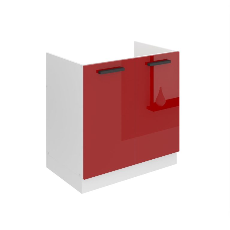 Belini Mobile basso da cucina per lavello Premium Versione completa 80 cm Rosso lucido senza piano di lavoro Produttore INF SDZ80/0/WT/R/0/B1/PP






