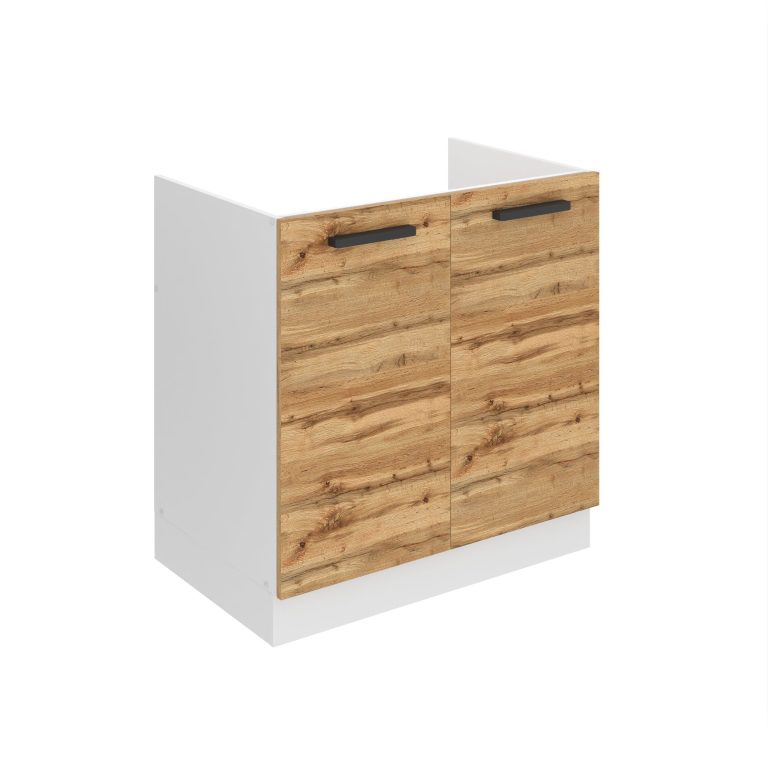 Belini Mobile basso da cucina per lavello Premium Versione completa 80 cm Quercia Wotan senza piano di lavoro Produttore TOR SDZ80/0/WT/DW/0/B1/PP






