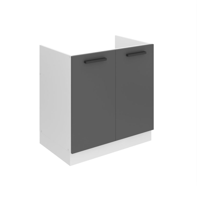 Belini Mobile basso da cucina per lavello Premium Versione completa 80 cm Grigio opaco senza piano di lavoro Produttore TOR SDZ80/0/WT/SR/0/B1/PP






