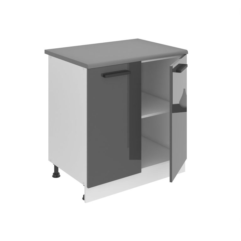 Belini Mobile basso da cucina Premium Versione completa 80 cm Grigio lucido senza piano di lavoro Produttore INF SD80/0/WT/S/0/B1/PP






