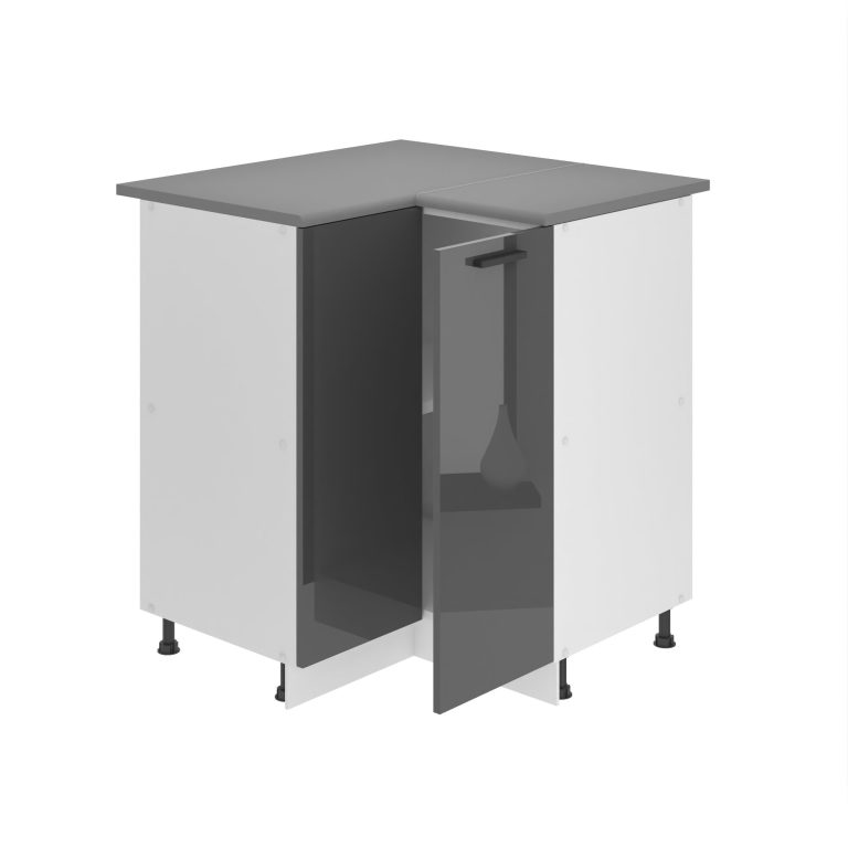 Belini Mobile angolare Premium Versione completa 90 cm Grigio lucido senza piano di lavoro Produttore INF SNP90/0/WT/S/0/B1/PP






