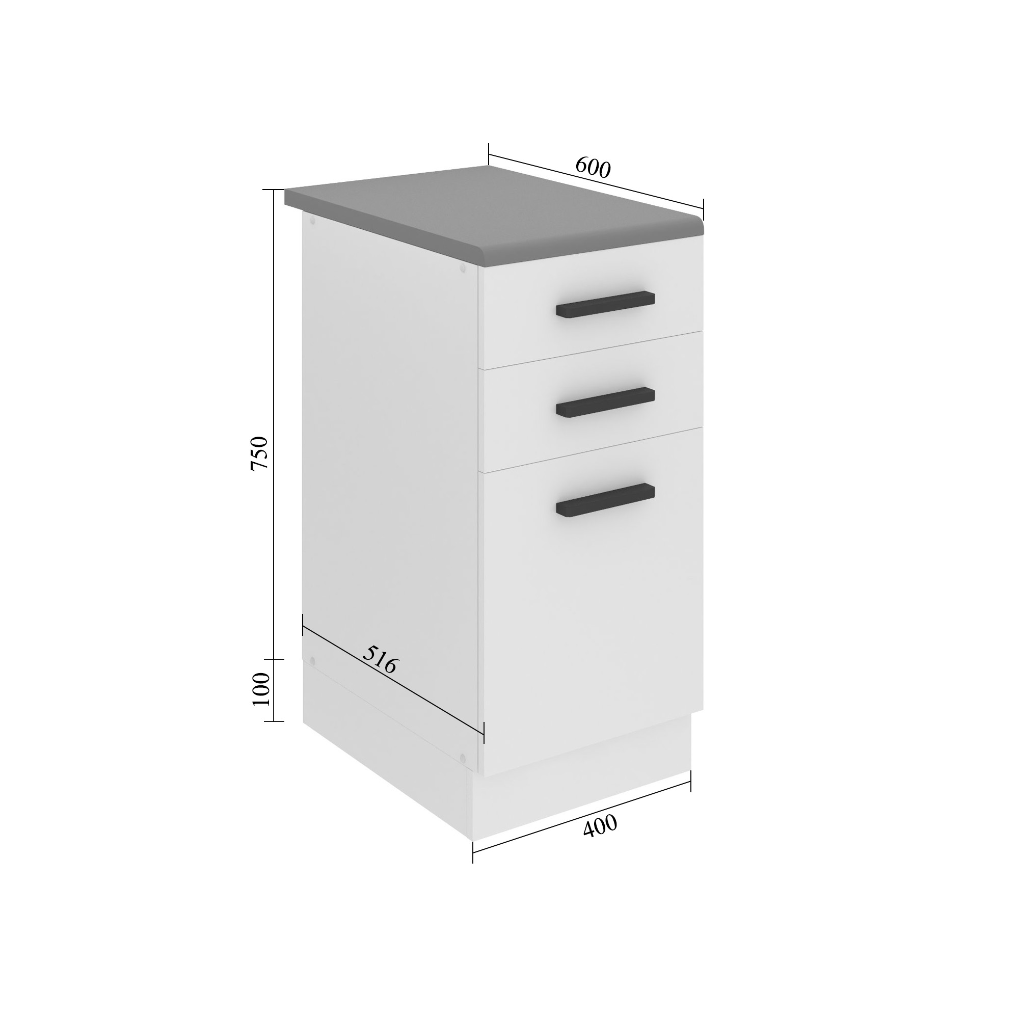 Belini Mobile base con cassetti Premium Versione completa 40 cm grigio opaco senza piano di lavoro Produttore TOR SDSZ40/0/WT/SR/0/B1/PP







