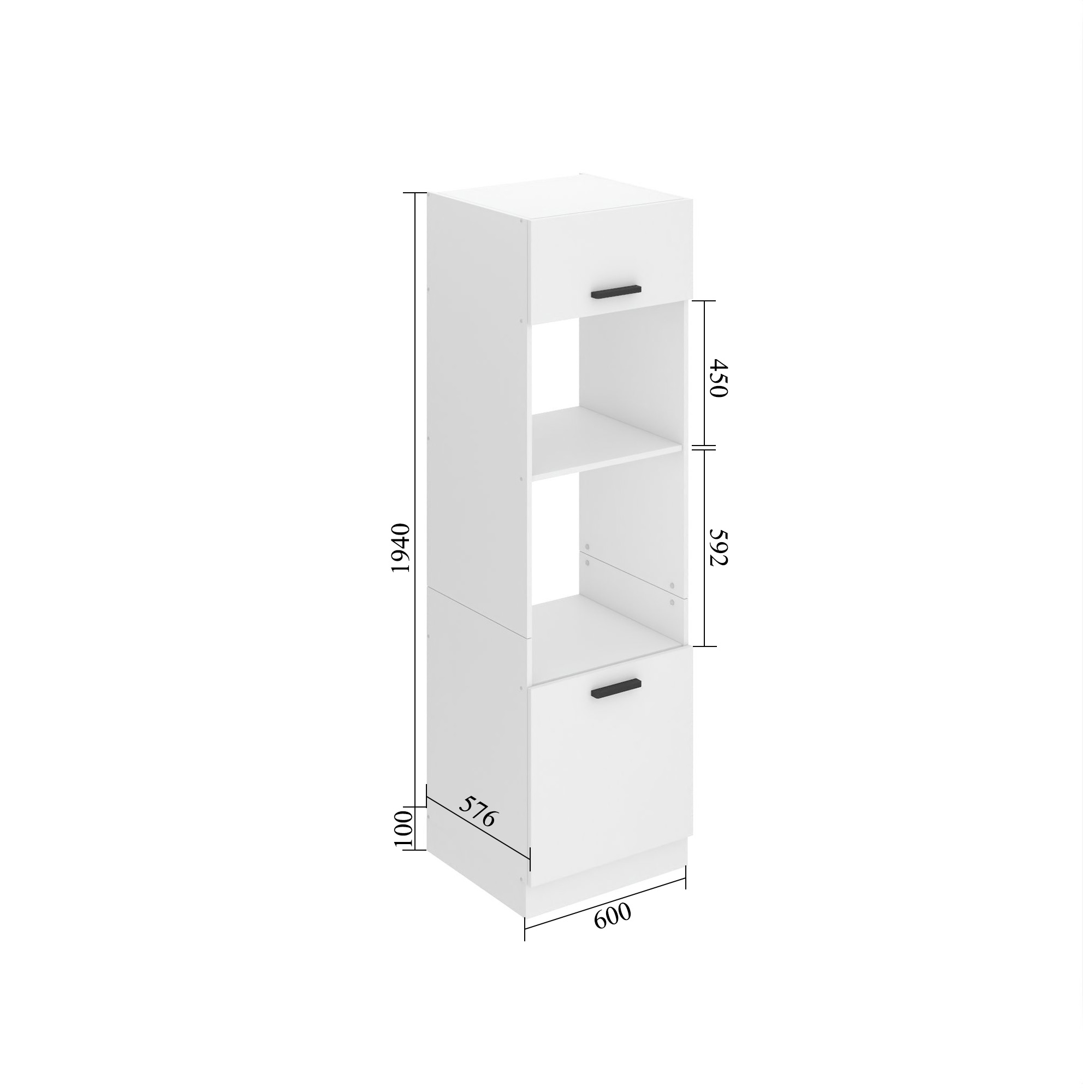 Belini Mobile da cucina alto per forno a incasso Premium Versione completa 60 cm Grigio Antracite Glamour Wood Produttore TOR SSP60/0/WT/GW/0/B1/PP
