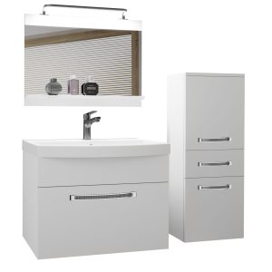 Mobili da bagno Belini Premium Versione completa bianco opaco + lavabo + specchio + illuminazione LED Glamour 20 Produttore