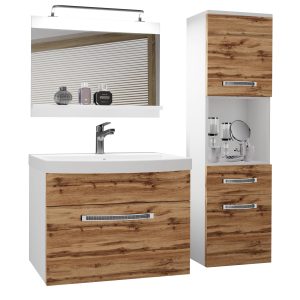 Mobili da bagno Belini Premium Versione completa Wotan rovere + lavabo + specchio + illuminazione LED Glamour 42 Produttore