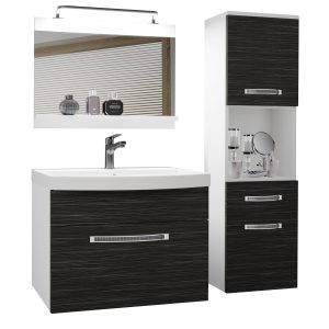 Mobili da bagno Belini Premium Versione completa ebano reale + lavabo + specchio + illuminazione LED Glamour 40 Produttore