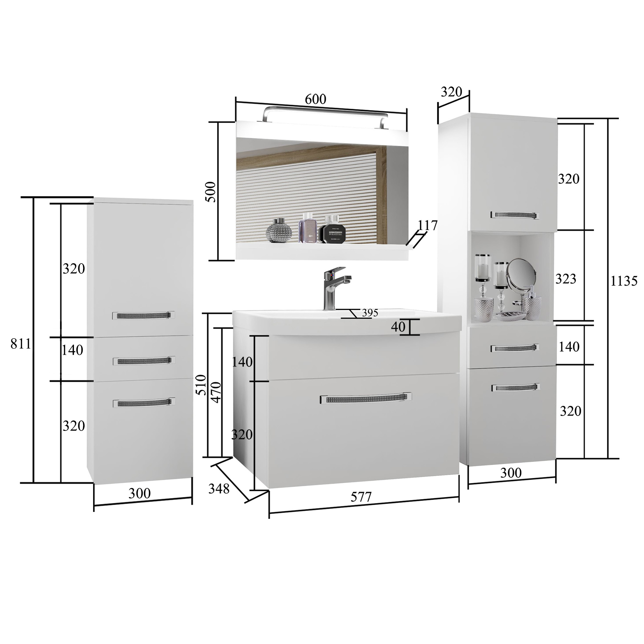 Mobili da bagno Belini Premium Glamour 88 GLA P 5/0/W/SB/0/MB/PP