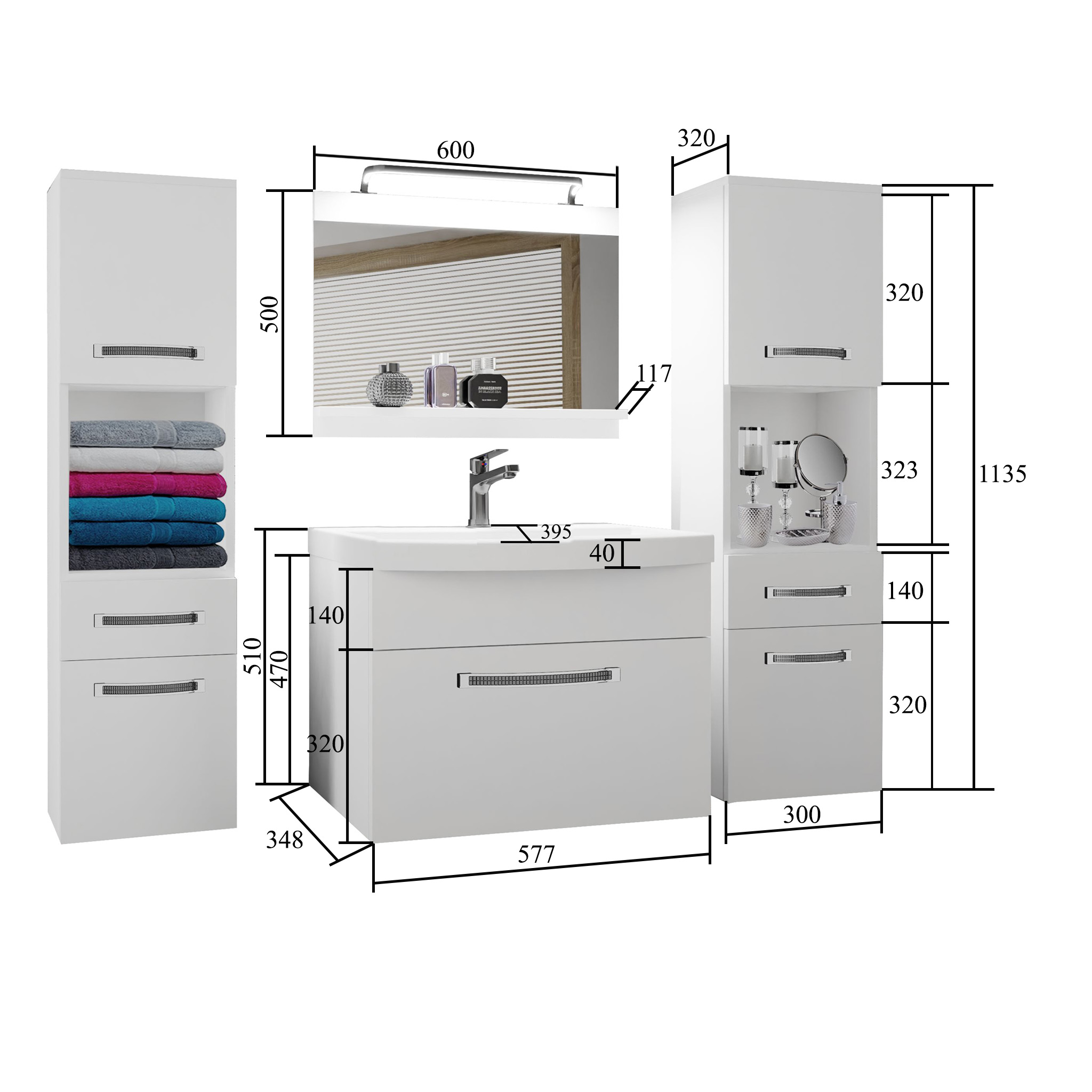 Mobili da bagno Belini Premium Glamour 107 GLA P 6/0/W/SB/0/MB/PP