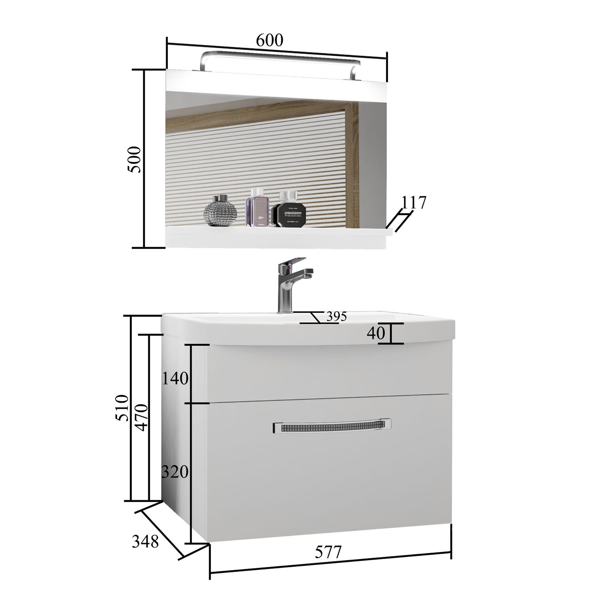 Mobili da bagno Belini Premium Versione completa Glamour 19 GLA PM 1/0/W/BDW/0/MB/PP