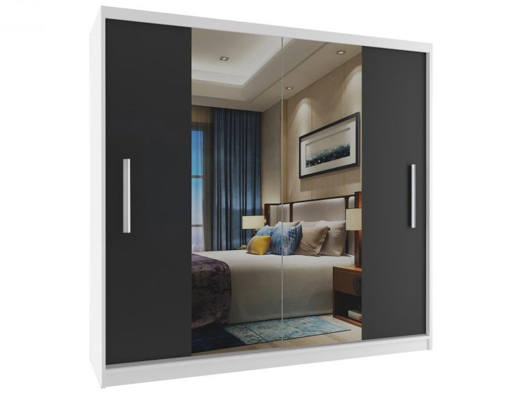 Armadio scorrevole 200 cm con specchio nero ebano scuro Produttore ME SZP1/2/W/B/0/AL