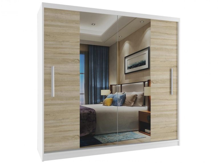 Armadio scorrevole 200 cm con specchio rovere rovere wotan rovere sonoma Produttore ME SZP1/2/W/DS/0/AL