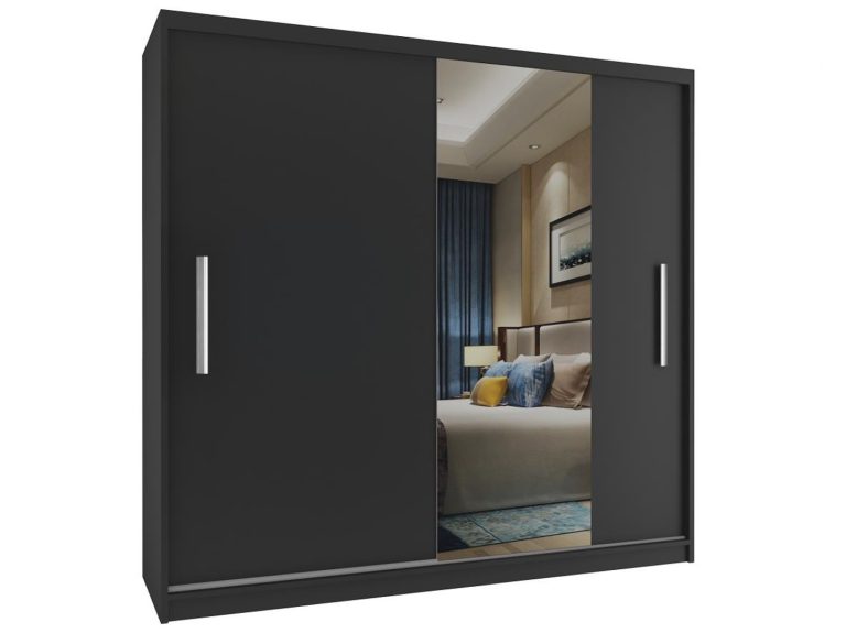 Armadio scorrevole 200 cm con specchio nero ebano scuro Produttore MSE SZP1/2/B/1B1L/AL MSE SZP1/2/B/1B1L/AL