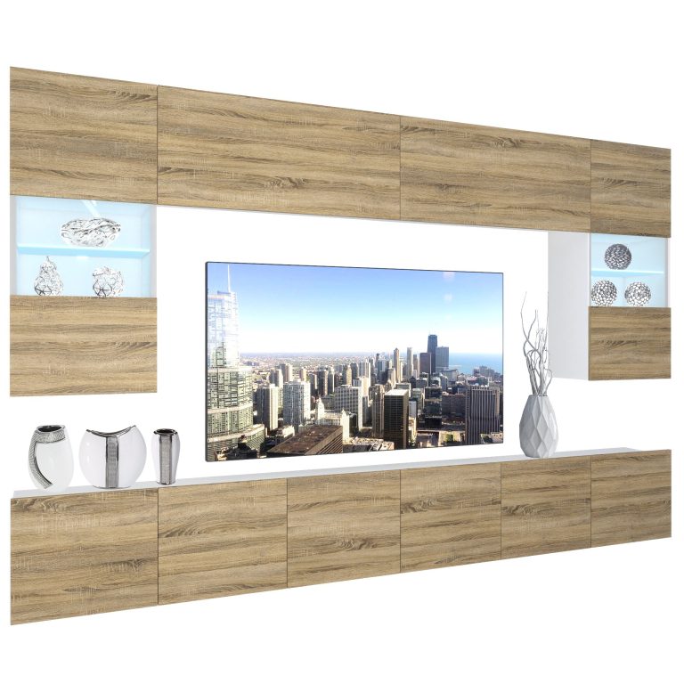 Parete attrezzata Belini Premium Versione completa Rovere Sonoma + Illuminazione LED Nexum 12 Produttore NEX 1/0/W/DS/0/0/PP