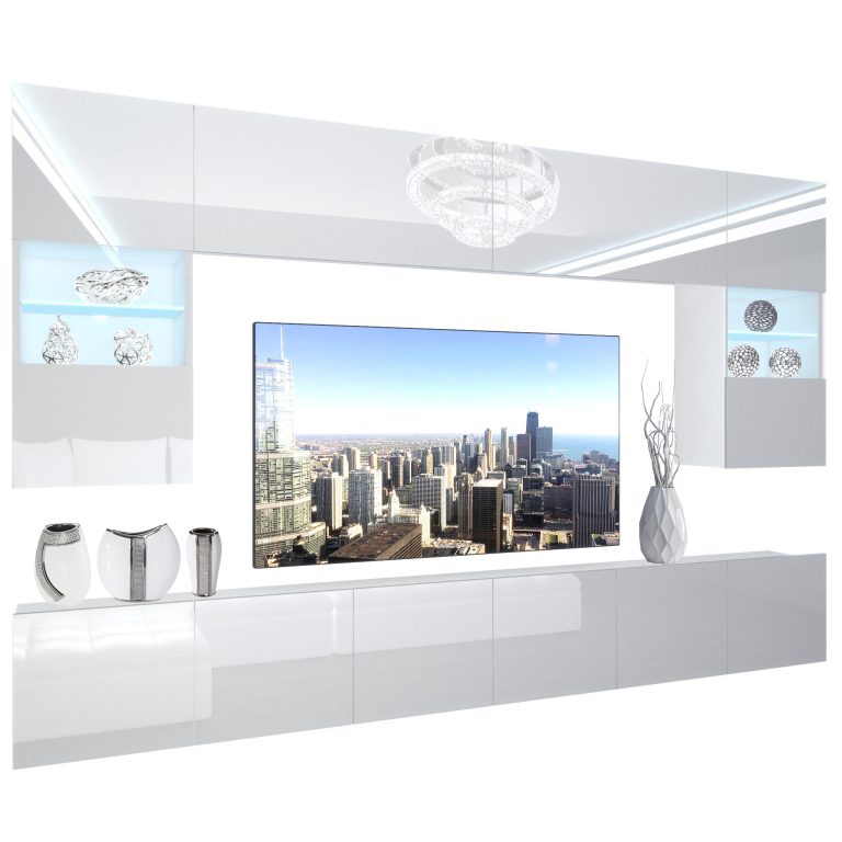 Parete attrezzata Belini Premium Versione completa Bianco lucido + Illuminazione LED Nexum 1 Produttore NEX 1/0/W/W/0/0/PP