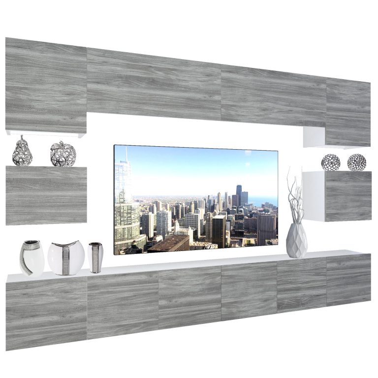 Parete attrezzata Belini Premium Versione completa Grigio antracite Glamour Wood + Illuminazione LED Nexum 49 Produttore NEX 3/0/W/GW1/0/0/PP