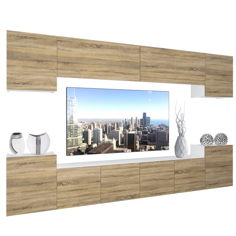 Parete attrezzata Belini Premium Versione completa Rovere Sonoma + Illuminazione LED Nexum 72 Produttore NEX 4/0/W/DS/0/0/PP